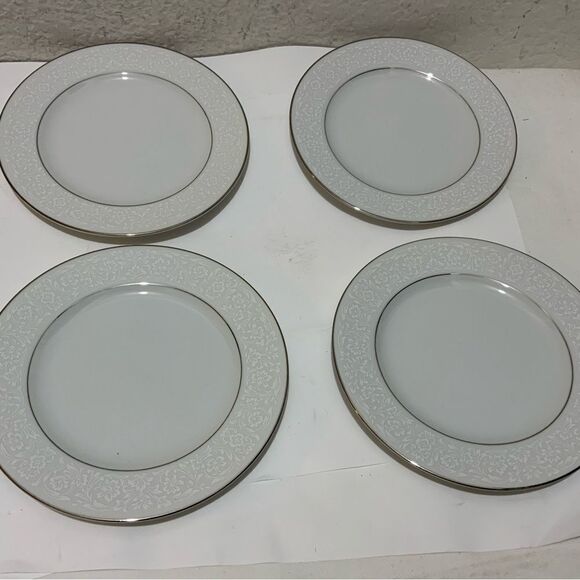 Grace CONCERTO Set of 4-6 5/8" Bread Dessert Plate Fine China Japan Platinum B7 - Picture 1 of 6